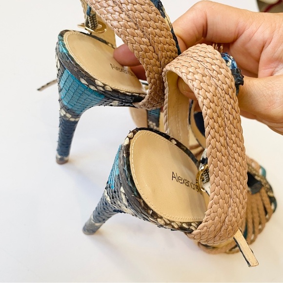 Alexandre Birman python braided open toe buckle ankle strap sandal heels - Picture 7 of 9